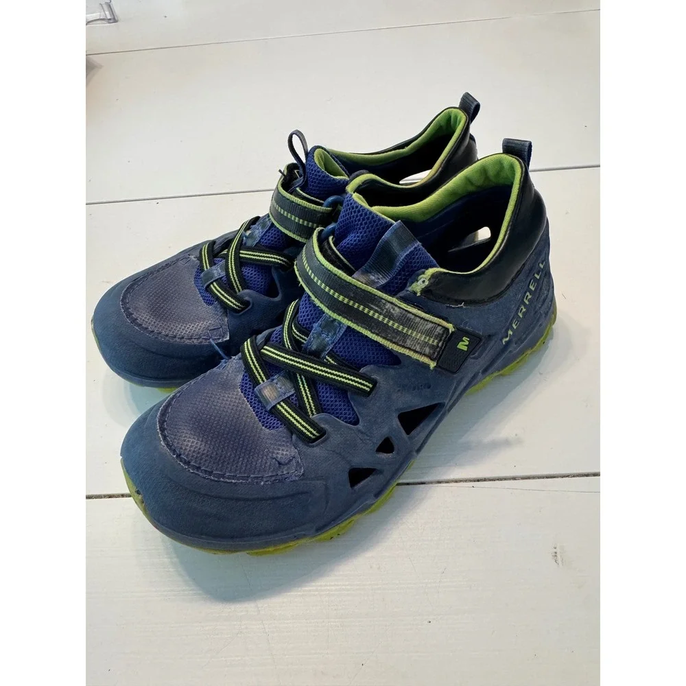 Merrell Hydro Boys Navy Blue Lime Green Hiking Water Shoes Size 2W MK262572